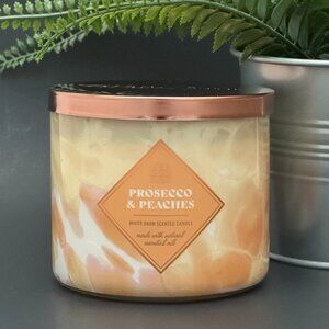 BBW Prosecco & Peaches White Barn Bath & Body Works 3 Wick Candle